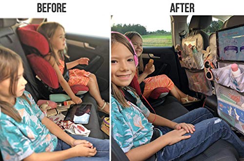 BRUNOKO Organizador Asiento Coche Niños, Bolso Carrito Bebé, Organizador Habitación Bebé 3 en 1 - Protector Universal Coche Antipisadas - Accesorio Coche con Soporte para Tablet - Diseñado en España