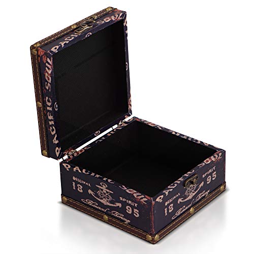 Brynnberg Caja de Madera 15x15x9cm - Cofre del Tesoro Pirata de Estilo Vintage - Hecha a Mano - Diseño Retro - joyero