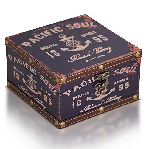 Brynnberg Caja de Madera 15x15x9cm - Cofre del Tesoro Pirata de Estilo Vintage - Hecha a Mano - Diseño Retro - joyero