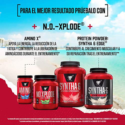 BSN Nutrition N.O.-Xplode, Suplementos Deportivos Pre Workout en Polvo con Creatina Monohidrato, Cafeina, Beta Alanina, Vitamina D y Vitamina B Complex, Frambuesa Azul, 30 Porciones, 600g