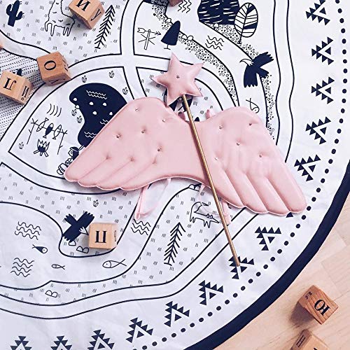 BTYTAA Alfombra de Gateo Jugar Almohadilla de Gimnasio 135cm Redondo Carretera de Dibujos Animados DIY Colorear Algodón Suave Decoración de Habitaciones para niños Suelo Colchoneta