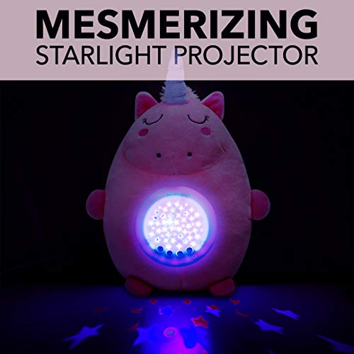 Bubzi Co Peluche para Bebé Unicornio - Máquina de Ruido Blanco – Luz quitamiedos infantil – Regalo para Bebé Niña - Regalo de Baby Shower - Calmante del Sueño – Regalo para Recién Nacido