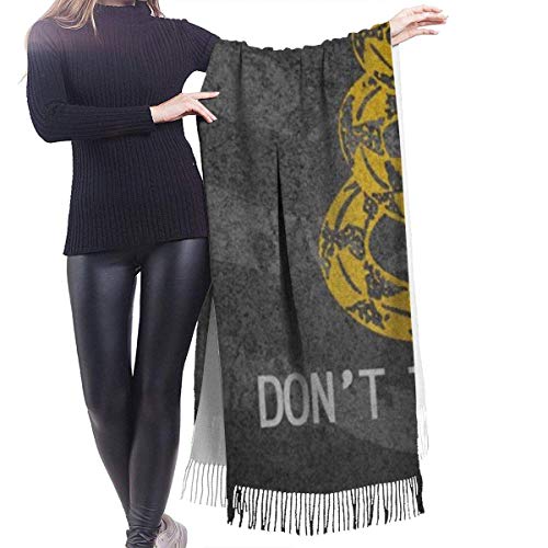 Bufanda de mantón Chales para, Bandera americana Serpiente No me pises Bufanda de cachemira negra para mujeres Hombres Ligero de gran tamaño Moda Suave Bufandas de invierno Abrigo con flecos Chal
