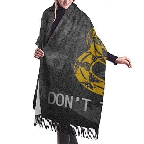 Bufanda de mantón Chales para, Bandera americana Serpiente No me pises Bufanda de cachemira negra para mujeres Hombres Ligero de gran tamaño Moda Suave Bufandas de invierno Abrigo con flecos Chal