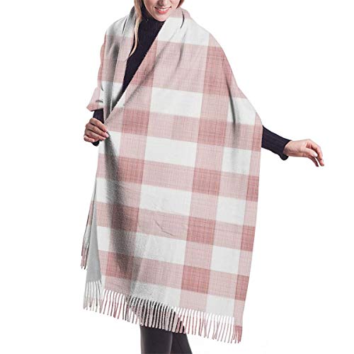 Bufanda Fringe Cachemira de imitación Chal Mujer Estampado de cuadros vichy en colores suaves de picnic en el campo Bufanda de invierno de Cálido Grueso Otoño Invierno para hombre