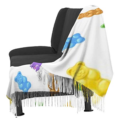 Bufanda Fringe Cachemira de imitación Chal Mujer Ositos de goma de colores vibrantes Caramelos Deliciosa jalea Merienda azucarada Masticable Sabor dulce Bufanda de invierno de Cálido Otoño Invierno