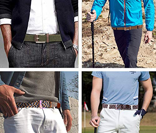 BULLIANT Cinturón Trenzado Elástico,Tejido Extensible Cinturón para Hombres y Mujeres Hebilla de Zinc, Ancho 1 3/8