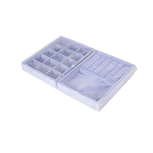 BUONDAC 2pcs Bandejas para Joyas Joyero Organizador Joyerías Caja Estuche de Almacenamiento para Joyas Anillos Pendientes Collares Aretes Bisutería Gris