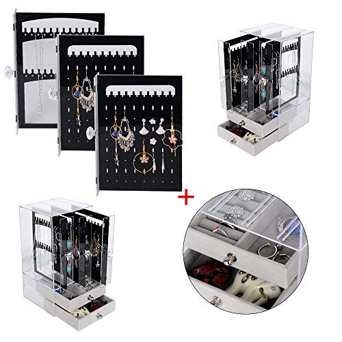 BUONDAC Joyero Colgador Organizador Pendientes de Acrilico Caja Joyas Anillos Bisutería Negro