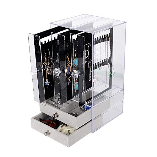 BUONDAC Joyero Colgador Organizador Pendientes de Acrilico Caja Joyas Anillos Bisutería Negro