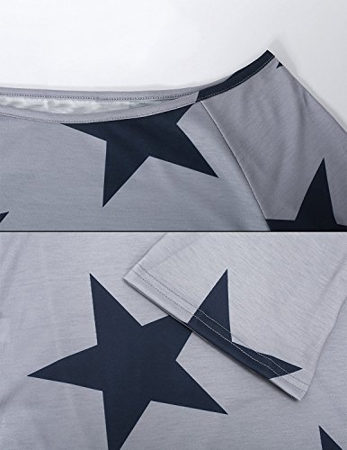 BUOYDM Mujer Camiseta de Fiesta Manga Corta Sin Tirantes Casual T-Shirt para Verano Gris XXL