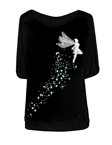 BUOYDM Mujer Casual Camiseta Manga Corta Suelto T-Shirt Tops Negro M