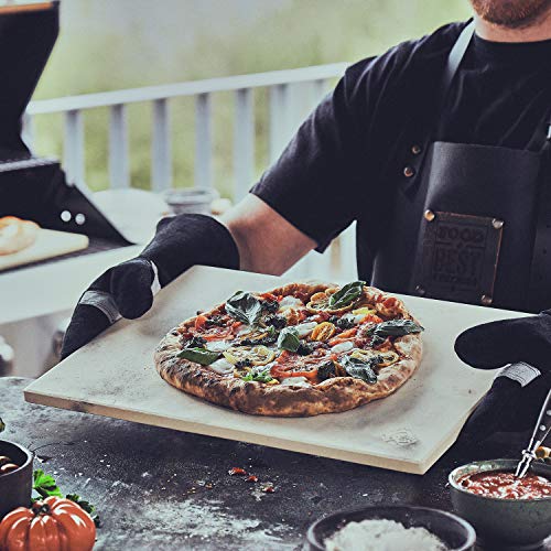 BURNHARD Piedra para Pizza Rectangular 38 x 30 x 1,5 cm Adecuado para Horno y Parrilla, Hecho de cordierit, preparación de Pan, Tarta flambeada y Pizza casera, Asar a la Piedra, Pan de ladrillo