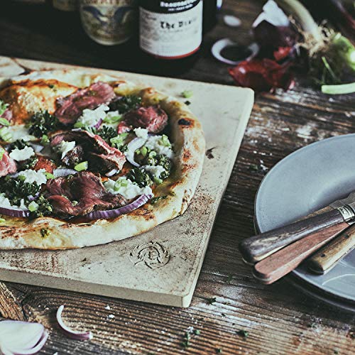 BURNHARD Piedra para Pizza Rectangular 38 x 30 x 1,5 cm Adecuado para Horno y Parrilla, Hecho de cordierit, preparación de Pan, Tarta flambeada y Pizza casera, Asar a la Piedra, Pan de ladrillo