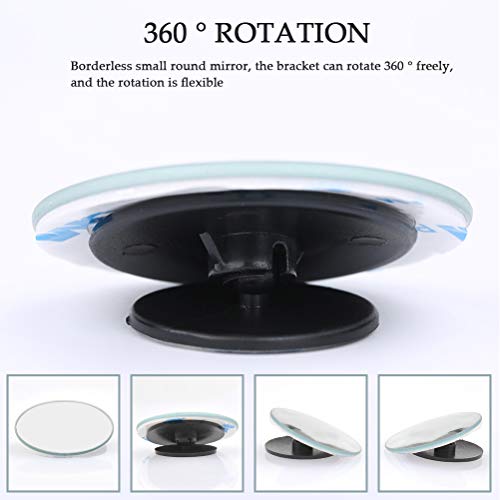 BUYGOO 2 Pcs Espejo de Punto Ciego Giratorio de 360 ° para Ala de Coche Espejo de Punto Ciego Convexo de Gran Angular Ajustable para Automóviles, SUV, Furgonetas, Camiones, Motocicletas
