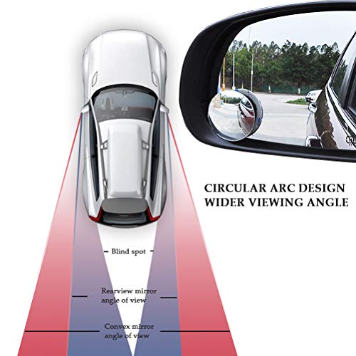 BUYGOO 2 Pcs Espejo de Punto Ciego Giratorio de 360 ° para Ala de Coche Espejo de Punto Ciego Convexo de Gran Angular Ajustable para Automóviles, SUV, Furgonetas, Camiones, Motocicletas