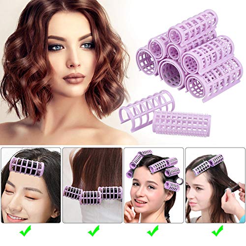 BUZIFU Rulos para el Pelo, 8 unids Rulos de Plástico con Agarre Automático, Rulos para Rizar el Cabello, Rulos de Peluquería, Herramienta de Peinado para Aultos y Niños(Ø24mm, 29mm, 32mm, 41mm)