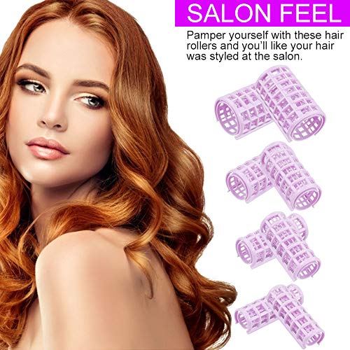 BUZIFU Rulos para el Pelo, 8 unids Rulos de Plástico con Agarre Automático, Rulos para Rizar el Cabello, Rulos de Peluquería, Herramienta de Peinado para Aultos y Niños(Ø24mm, 29mm, 32mm, 41mm)