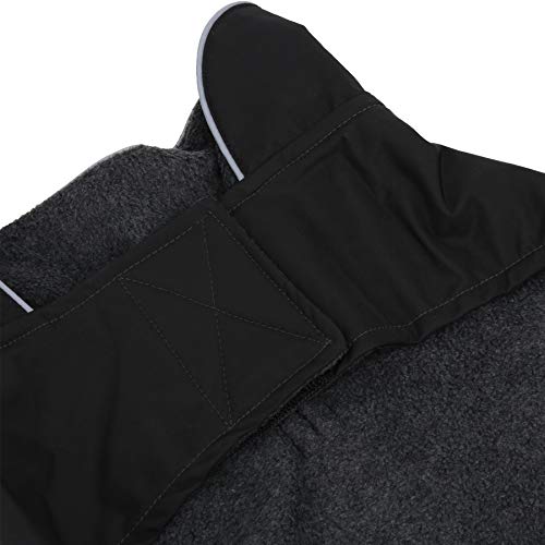 Bwiv Abrigos para Perros de Invierno Chaqueta Impermeable Forrado de Polar con Apertura para Correa Negro 5XL