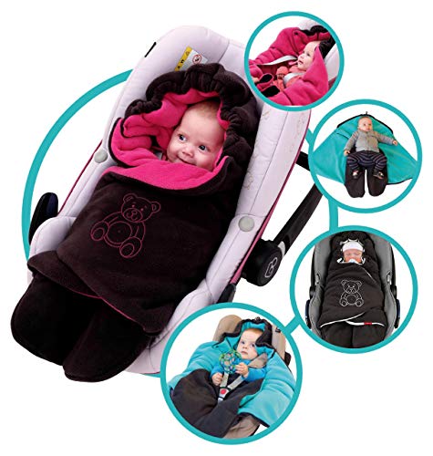ByBoom Baby Manta arrullo de invierno para bebé, es ideal para sillas de coche (p.ej. de las marcas Maxi-Cosi y Römer), para cochecitos de bebé, sillas de paseo o cunas; LA MANTA ARRULLO ORIGINAL CON EL OSO