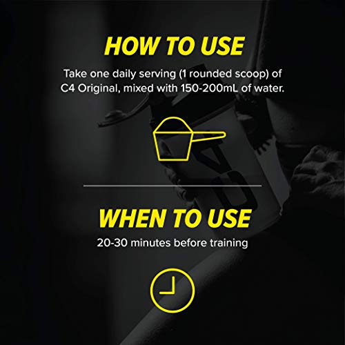 C4 Original - Suplemento en polvo para preentrenamiento - Naranja | Bebida energética para antes de entrenar | 150 mg de cafeína + beta alanina + monohidrato de creatina | 60 raciones