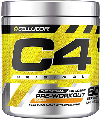 C4 Original - Suplemento en polvo para preentrenamiento - Naranja | Bebida energética para antes de entrenar | 150 mg de cafeína + beta alanina + monohidrato de creatina | 60 raciones