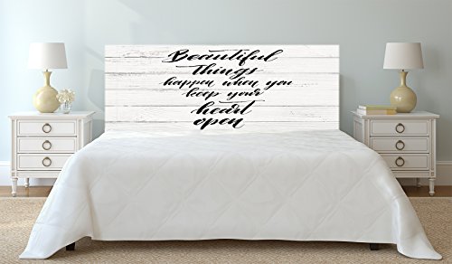 Cabecero Cama Cartón ecologico Texto Beautiful Things sobre imitación Madera Blanca 150x60cm | Disponible en Varias Medidas | Cabecero Ligero, Elegante, Resistente y Económico |