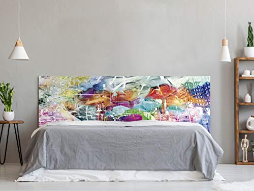 Cabecero Cama PVC Impresión Digital | Ciudad Colorida 150 x 60 cm | Cabecero Original y Económico