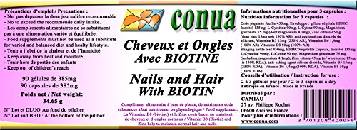 Cabello fuerte uñas y piel con BIOTIN + ZINC, ortiga, vitamina B5 B6 B7 B8, magnesio, L-cisteína, L-Cytin Cápsulas vegetales