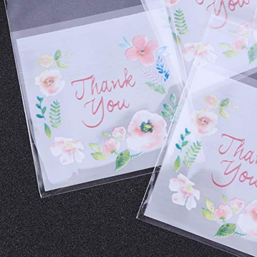 Cabilock 300 Unids Gracias Bolsas de Celofán Impresas Bolsas de Dulces Bolsas de Embalaje de Dulces de Galletas Adhesivas Bolsas de Regalo Favor de Fiesta
