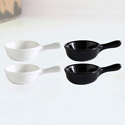 Cabilock 4 Piezas Plato de Salsa de Soja de Cerámica Plato de Condimento Especias Japonesas Soja Condimento de Sushi Bocadillo Cucharada