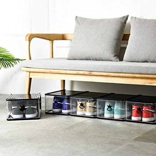 Cabilock 4Pcs Cajas de Zapatos Apilables Porta Zapatos Transparente Organizador de Zapatos a Prueba de Polvo para El Dormitorio Casero (33 * 26. 5 * 17. 5Cm Blanco)