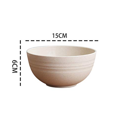 Cabilock Cuenco de Paja de Trigo de 4 Piezas Juegos de Cuencos Ligeros para Ensalada de Cereales Sopa Fideos Postre Fruta Arroz Aperitivo (15 Cm)