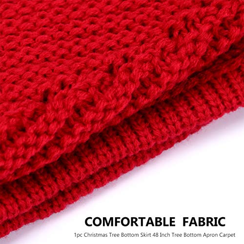 Cabilock Faldas de Árbol de Navidad Cable Tejido de Punto Delantal Grueso Alfombra Rústica Decoración Navideña de Navidad 122Cm