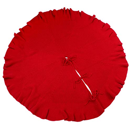Cabilock Faldas de Árbol de Navidad Cable Tejido de Punto Delantal Grueso Alfombra Rústica Decoración Navideña de Navidad 122Cm