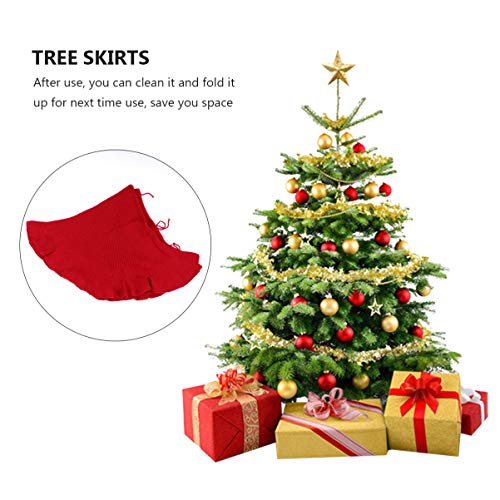 Cabilock Faldas de Árbol de Navidad Cable Tejido de Punto Delantal Grueso Alfombra Rústica Decoración Navideña de Navidad 122Cm