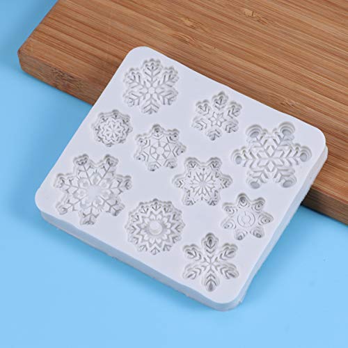 Cabilock Molde de Copo de Nieve de Navidad de 10 Cavidades Molde de Silicona para Fondant Molde de Chocolate para Decoración de Pasteles Dulces de Chocolate (Color Aleatorio)