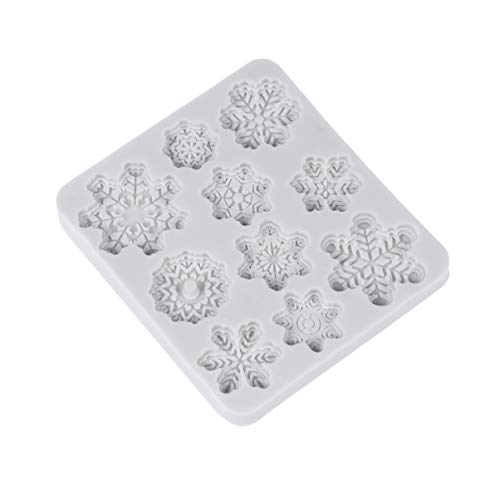 Cabilock Molde de Copo de Nieve de Navidad de 10 Cavidades Molde de Silicona para Fondant Molde de Chocolate para Decoración de Pasteles Dulces de Chocolate (Color Aleatorio)