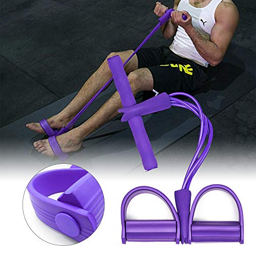 CABINA HOME - Cuerda elástica de entrenamiento con 4 tubos, con pedal, bandas de resistencia, para fitness, dilatación abdominal, amarillo
