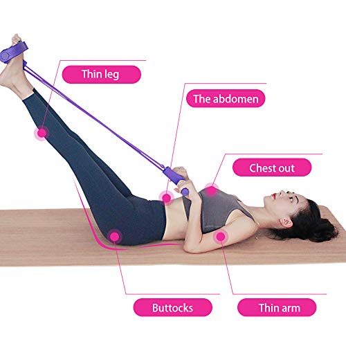 CABINA HOME - Cuerda elástica de entrenamiento con 4 tubos, con pedal, bandas de resistencia, para fitness, dilatación abdominal, amarillo