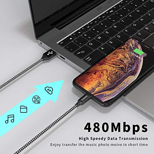 Cable Cargador iPhone, [3pack 0.5M 1M 2M] MFI Cable Lightning Carga Rápida Trenzado de Nylon Cargador iPhone Compatible con Apple iPhone 11 XS MAX XR X 8 Plus 7 Plus 6S 6 Plus 5 5S 5C SE iPad iPod