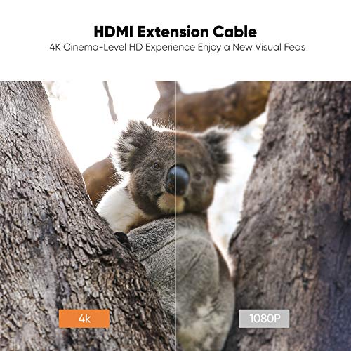 Cable HDMI Alargador 0.5M, Snowkids 4K@60Hz Alta Velocidad Cable Extensión HDMI 2.0 Macho a Hembra Trenzado de Nailon Cable Ultra HD 3D pour TV Stick BLU-Ray PS3/4 Roku Smart TV Monitor Proyector PC