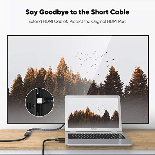 Cable HDMI Alargador 0.5M, Snowkids 4K@60Hz Alta Velocidad Cable Extensión HDMI 2.0 Macho a Hembra Trenzado de Nailon Cable Ultra HD 3D pour TV Stick BLU-Ray PS3/4 Roku Smart TV Monitor Proyector PC