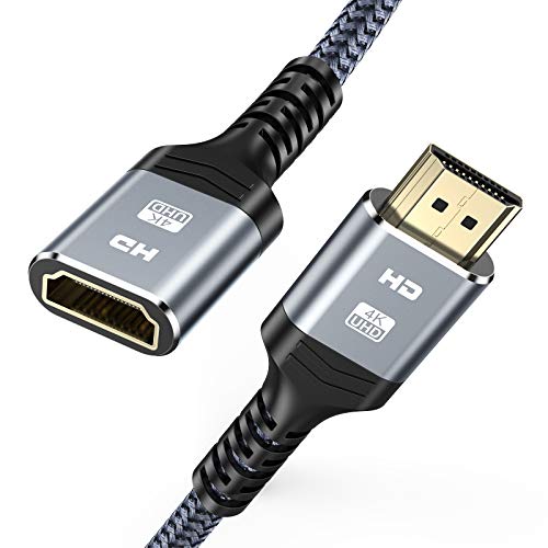 Cable HDMI Alargador 0.5M, Snowkids 4K@60Hz Alta Velocidad Cable Extensión HDMI 2.0 Macho a Hembra Trenzado de Nailon Cable Ultra HD 3D pour TV Stick BLU-Ray PS3/4 Roku Smart TV Monitor Proyector PC