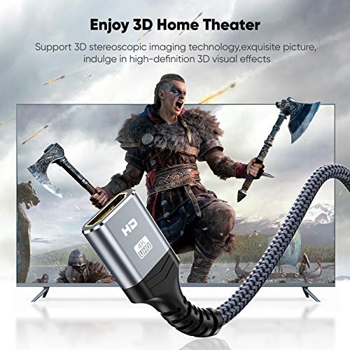 Cable HDMI Alargador 0.5M, Snowkids 4K@60Hz Alta Velocidad Cable Extensión HDMI 2.0 Macho a Hembra Trenzado de Nailon Cable Ultra HD 3D pour TV Stick BLU-Ray PS3/4 Roku Smart TV Monitor Proyector PC