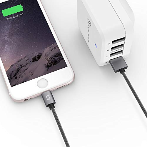 Cable iPhone Syncwire Cargador iPhone - [Apple MFi Certificado] Cable Lightning para iPhone 8 / 8 plus / iPhone 7 / 7 plus / 6s / 6s plus / 6 / 6 plus / SE / 5s / 5c / 5, iPad Pro Air 2, iPad mini 4 3 2, iPod - 2M Gris