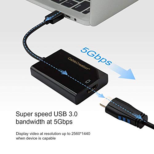 CableCreation Oro Super Speed USB 3.0/2.0 al Adaptador de HDMI para Windows, Mac y Más, Nueva Generación IC chipset, Diseño más Compatible, apoya hasta hasta 2560x1440, Color Negro