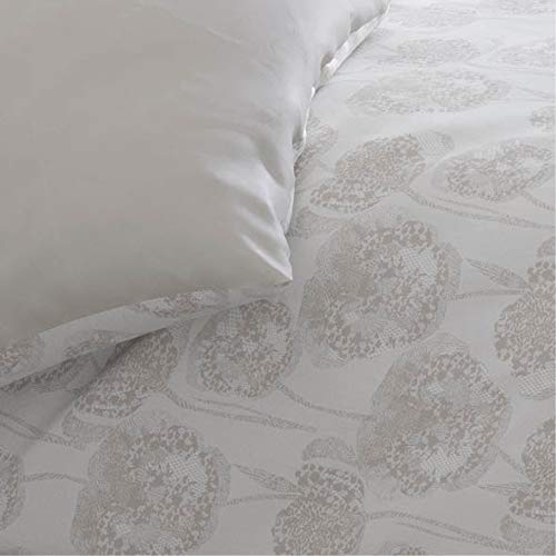 Cacharel – Funda nórdica 100% satén de algodón + 2 fundas – Reversible y fácil de planchar, Lace Taupe, 260 x 240 cm