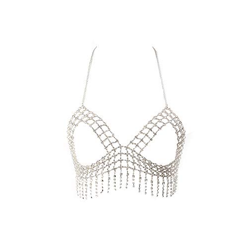 Cadena del cuerpo Cadena del cuerpo Cadena del cuerpo del Rhinestone de las mujeres Cadena atractiva de la cintura Cadena del pecho del bikini Cadena del sujetador for el partido del club nocturno Cad