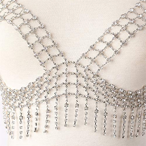 Cadena del cuerpo Cadena del cuerpo Cadena del cuerpo del Rhinestone de las mujeres Cadena atractiva de la cintura Cadena del pecho del bikini Cadena del sujetador for el partido del club nocturno Cad
